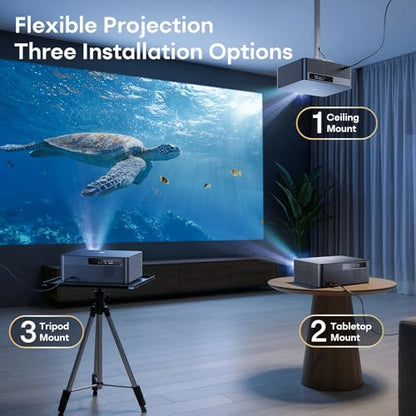 Boldever 1500 ANSI Google TV Smart Projector - 4K Projector with WiFi and Bluetooth, 20W HiFi Speakers Outdoor Movie Proyector, Auto Focus & Keystone Projector for Home Theater Indoor