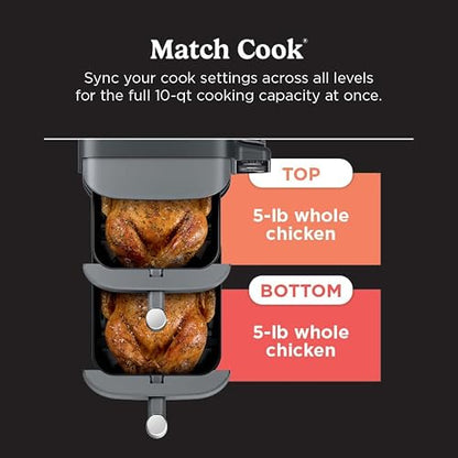 Ninja DoubleStack XL Smart Air Fryer, 10 Qt, 6-in-1, Grey, SL451