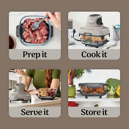 Ninja Crispi Glass Air Fryer, 4-in-1, Stone, FN101ST