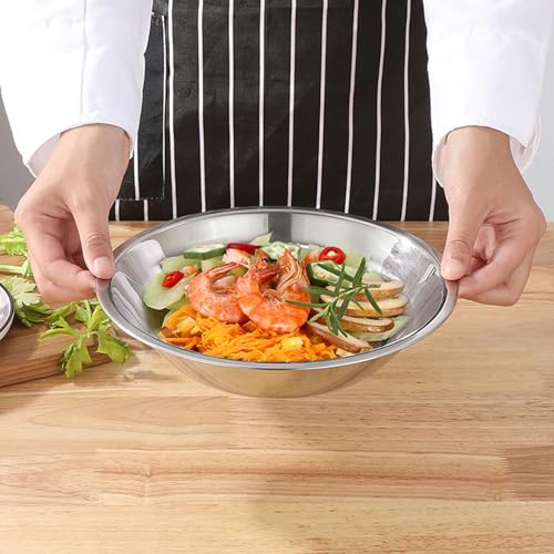 Odowalker 15 Pcs Stainless Steel Bowls Kitchen Metal Bowl with Flat 6.3 Inch Base Prep Bowls, Mixing Bowls Mirror Polish Metal Bowl Set for Meal Prep, Serving, Baking