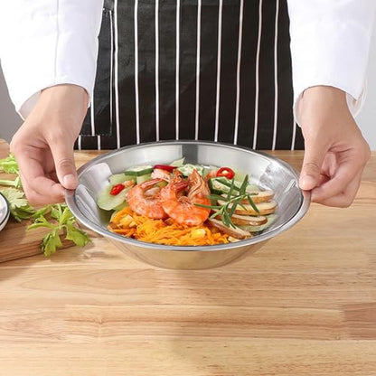 Odowalker 15 Pcs Stainless Steel Bowls Kitchen Metal Bowl with Flat 6.3 Inch Base Prep Bowls, Mixing Bowls Mirror Polish Metal Bowl Set for Meal Prep, Serving, Baking