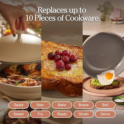 Our Place Always Pan 2.0 | 10.5" Ceramic Pan with Modular Lid, Steamer Basket & Spatula | Patented 10-in-1 Nonstick, Non-Toxic Cookware Made Without PFAS | Induction & Oven-Safe up to 450°F | Steam
