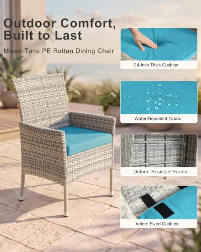 15-Piece Patio Dining Set, 3 Tempered Glass Tables & 12 Wicker Chairs
