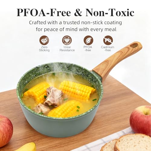 2-Piece Nonstick Cookware Set: 10.25" Egg Pan & 1.4QT Saucepan | 100% Non-Toxic (PFAS/PFOA Free), Dishwasher Safe | The Ultimate Space-Saver for Studio, Dorm & First Apartment