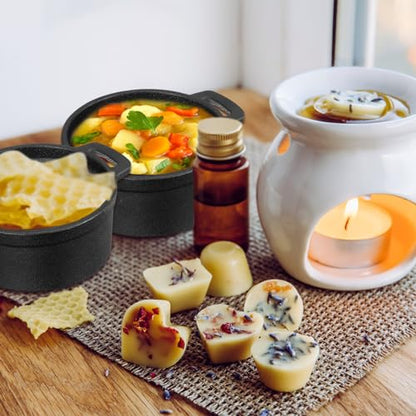Suttmin 4 Pcs Mini Dutch Oven Small Round Iron Cocotte Black Dutch Oven Pot with Lid and Dual Handles Cast Iron Pot for Stovetop Use Marinate Cook Bake Refrigerate Garlic, Individual Servings(20 oz)