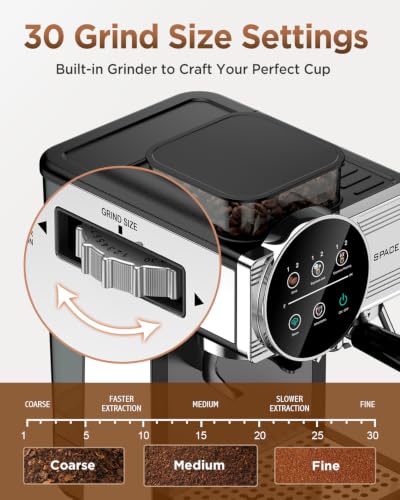 Espresso Coffee Machine with Grinder and Frother, Cold Brew, 20 Bar