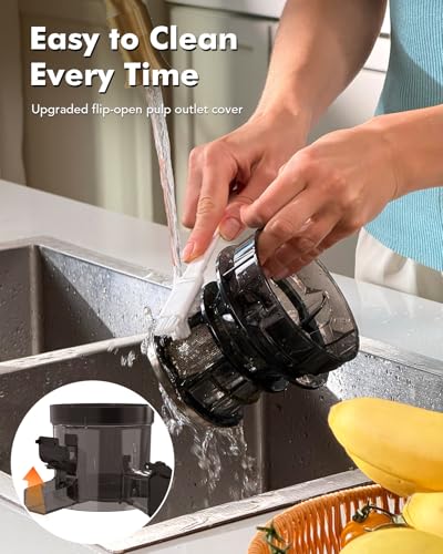 HOMEASY Cold Press Juicer Machines, 5.8'' Large Feed Chute for Whole Fruits and Vegetables, 300W Slow Masticating Juicer, High Juice Yield, 5 Smart Modes, Easy to Clean