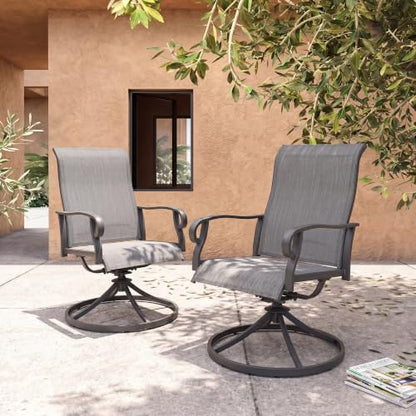 NUU GARDEN 2-Piece Patio Swivel Chairs, Swivel Dining Set, Light Gray