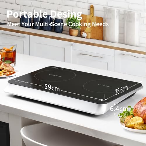 COOKTRON Portable Induction Cooktop 2 Burner, 1800W with Booster