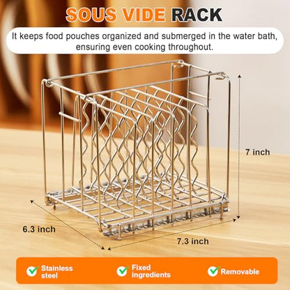 HOMENOTE Sous Vide Container 12 Quart with Universal Collapsible Hinged Lid,Complete Sous Vide Accessories Kit BPA Free,Compatible with Anova and Most Sous Vide Cookers（With Rack and Sleeve）