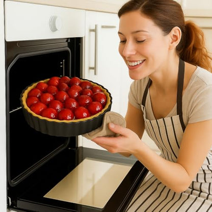 UWILLION 9.5 Inch Tart Pan 2.2 Inch Deep, Non-Stick Round Quiche Pan with Removable Bottom, Durable Carbon Steel Pie Pan for Cakes, Tarts, Pies and Mousse