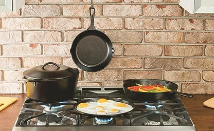 Lodge Cast Iron Dutch Oven 7 Quart - Loop Handle Cooking Vessel - Even Heat Retention - Oven-Safe, Versatile Pot