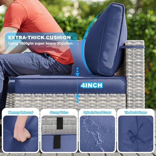 Sweecci Outdoor PE Wicker Rattan Modular Patio Sectional Sofa Set