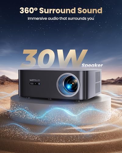 【Bundled with Google TV Stick/4K Supported】Smart Projector with WiFi & Bluetooth, Outdoor & Home TV Movie Projectors with Voice Control, Auto Focus & Keystone, Compatible with Netflix Proyector WiMiUS