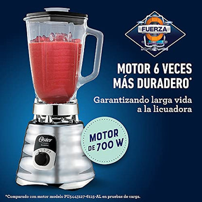 Oster Original 3 Speed Chrome Blender, 6 Times more Durable Motor, 10 Times Stronger, 5 Cup Glass Jar