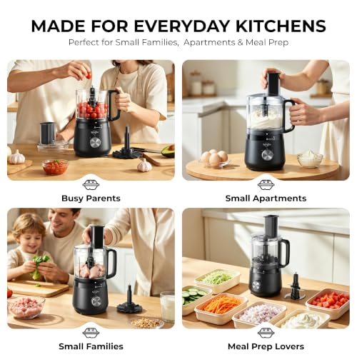 Sangcon 400W 4-Cup Mini Food Processor, Chop, Whip, Slice & Shred