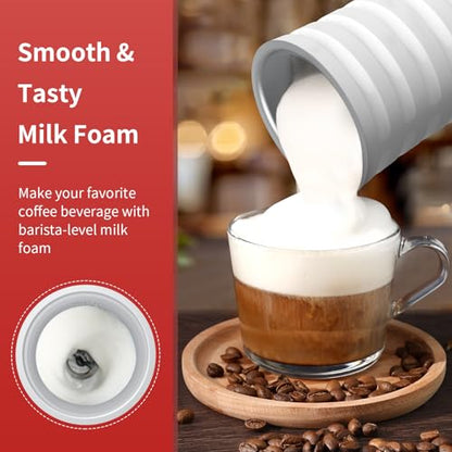 Electric Milk Steamer and Frother, Hot & Cold Foam Milk Warmer with Temperature Control, Auto Shut-Off Frothers for Coffee, Latte, Cappuccino, Macchiato