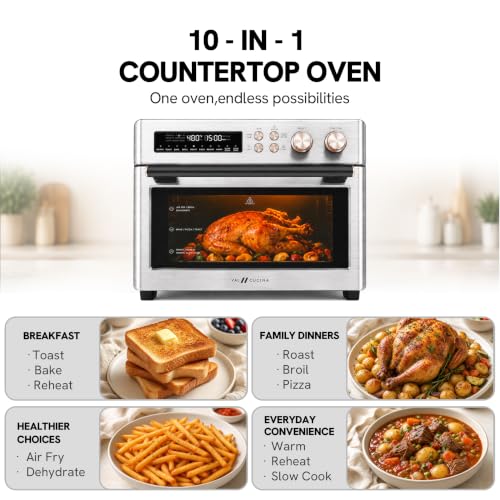 VAL CUCINA 26.3 QT Infrared Air Fryer Toaster Oven Combo, 10-in-1