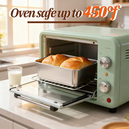 8pcs Bread Loaf Pans Set 8.5" × 5.7" Bread Pans Stainless Steel Loaf Toast Baking Pan Metal Bakeware Loafs Breads Pan for Baking Breads for Meatloaf Lasagna Cake Oven Dishwasher Safe