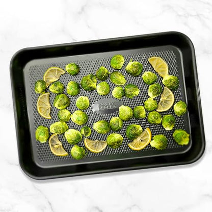 Baker's Secret Baking Sheet Pan Set, 3x Cookie Sheets for Oven, Diamond Texture Premium Air Flow Circulation, Set of 3 Baking Trays, Extra Thick 0.6mm with Diamond Base PFOA, PFOS, PTFE and PFAS free