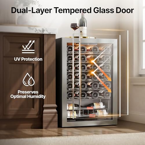 Ca'Lefort 46 Bot Wine Fridge 3-Color LED & Double door for Home/Bar/Office