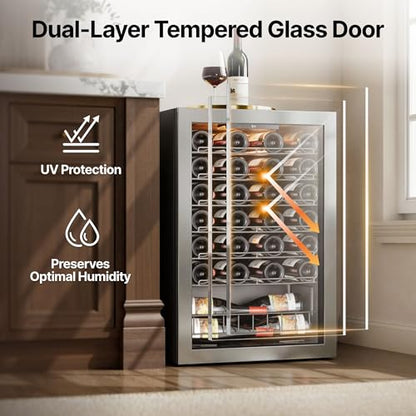 Ca'Lefort 46 Bottle Wine Fridge, 3 LED Countertop Wine Cooler Refrigerator