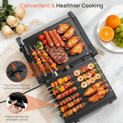 Svuineek Electric Indoor Grill, 14'', Panini Press and Grill, 1600W