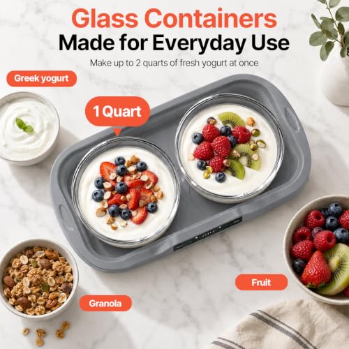 Suteck Probiotic Yogurt Maker, Two 1-Quart Containers for Larger Batches
