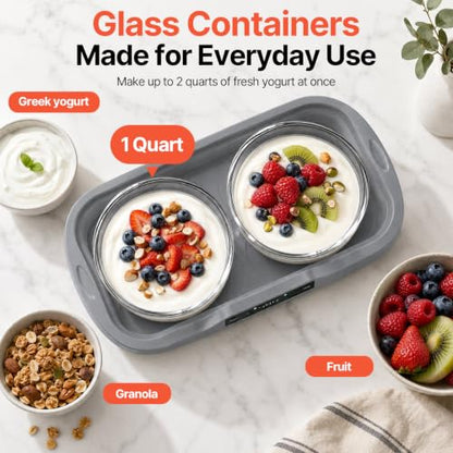 Suteck Probiotic Yogurt Maker, Two 1-Quart Containers for Larger Batches