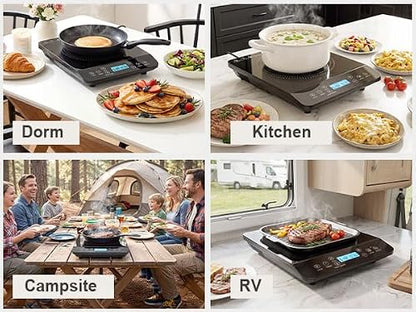 Portable Induction Cooktop 1800W Electric Countertop Stove for Kitchen, RV
