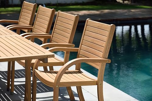 Amazonia Berlin 11-Piece Rectangular Extendable Patio Dining Set | Teak Finish | Ideal for Outdoors and Indoors
