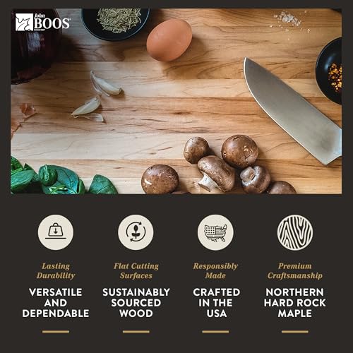 John Boos Boos Block Chop-N-Slice Series Reversible Wood Cutting Board with Eased Corners, 1-Inch Thickness, 10" x 10" x 1", Maple