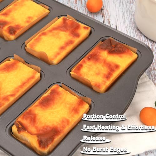 UCBAT Mini Loaf Baking Pans Set 8-Cavity with 200 PCS Parchment Liners, Nonstick Bakeware Rectangle Bread Pan, Heavy Duty Banana Bread Pan, Grey