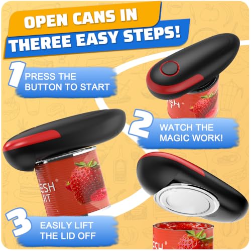 Electric Can Opener, One Touch Battery Operated Hands Free Automatic Can Opener with Smooth Edge Cut for Seniors, Arthritis & Weak Hands, Kitchen Gadget Fits Most Standard Cans