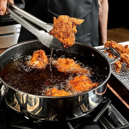 HexClad Hybrid Nonstick 18-Piece Cookware Set, 2, 3, and 8Qt Pots with Lids, 2 Silicone Trivets, 8", 10", and 12" Pans with Lids, 7Qt Chicken Fryer with Lid, and 14" Wok with Lid, Stay-Cool Handles