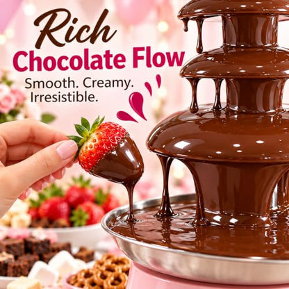 WEDFHJKO 4 Tier Chocolate Fondue, Electric Chocolate Fountain Machine