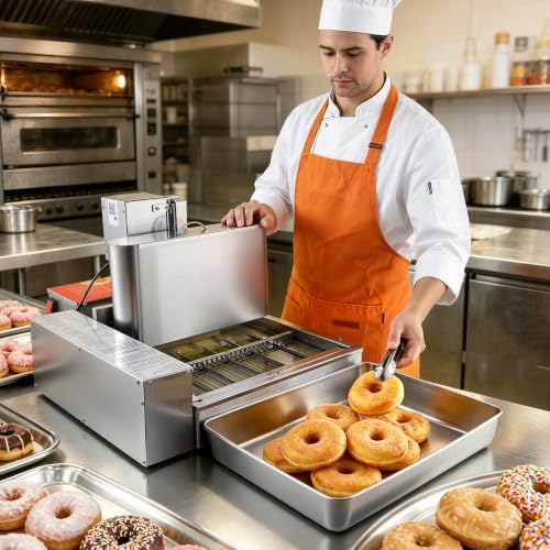 VEVOR Commercial Automatic Donuts Machine, 6 Rows Donuts Making Equipment, 360 pcs/hour Electric High Power Doughnut Maker, Stainless Steel Frying Auto Fryer, with Intelligent Control