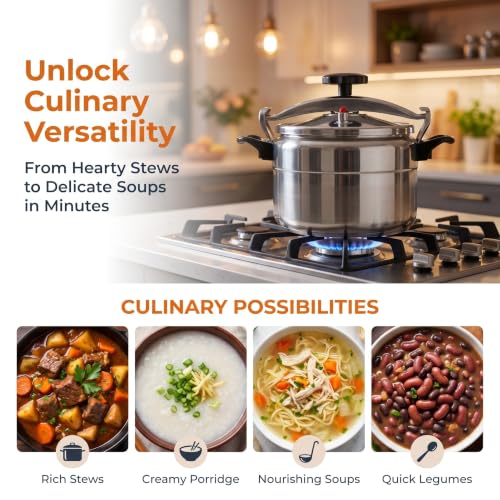 11L Pressure Cooker Aluminum Silver Multi-Cooking Stovetop Pressure Cooker