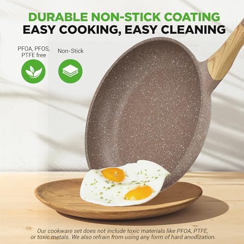 Nutrichef 22-Piece Marble Non-Stick Cookware and Bakeware Set - Professional Home Kitchen Collection with Multi-Sized Pots, Pans, and Heat-Resistant Tools