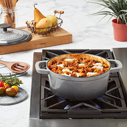 Smith & Clark 3-Quart Enameled Cast Iron Dutch Oven Pot with Lid, Gray