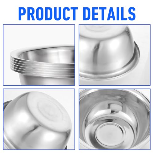 mekueeex Set of 12 Stainless Steel Mixing Bowls, Nesting Metal Prep Salad Bowl Bulk Kitchen Large Reusable Baking Food Container for Hotel Restaurant Home Cooking, Silver(8.66 x 3 Inch)