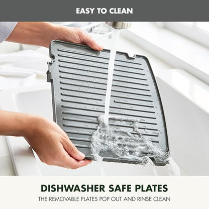 GreenPan Elite 6-in-1 Multi-Function Contact Grill & Griddle, Healthy Ceramic Nonstick Reversible Plates, Adjustable Shade & Shear, Closed Press/Open Flat Surface, PFAS-Free, Graphite