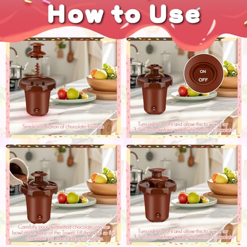 Flantor Mini 2-Tier Chocolate Fountain, Cordless Battery Fondue Machine