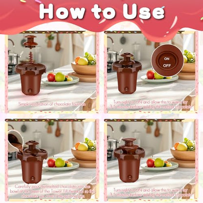 Flantor Mini 2-Tier Chocolate Fountain, Cordless Battery Fondue Machine