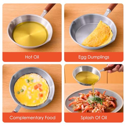 Hapivida Mini Stainless Steel Frying Pan, 6in/16cm Skillet Non Stick Egg Pan Gas Cooktops Induction Cooking Pan