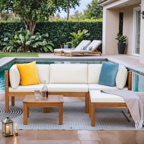 Greesum 5‑Pieces Small Patio Sofa, Outdoor Sectional Couch