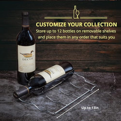 SCHMÉCKÉ 12 Bottle Compressor Wine Cooler Refrigerator w/Lock - Large Freestanding Wine Cellar For Red, White, Champagne or Sparkling Wine - 41f-64f Digital Temperature Control Fridge Stainless Steel