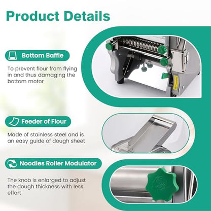 Newhai 750W Commercial Electric Pasta Maker, 2.5mm Round + 2mm/6mm Blade