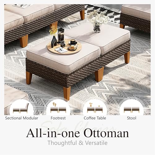 Sophia & William 10-Piece Wicker Patio Furniture Set, Swivel Chair, Beige