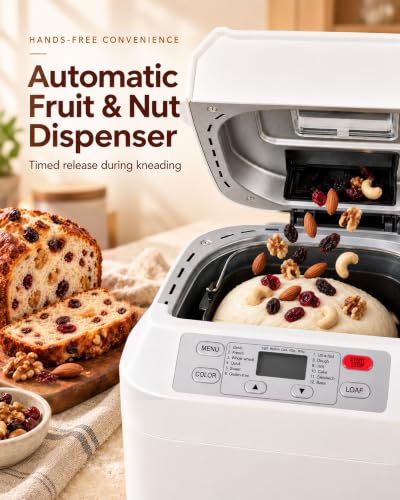 Kitchen in the Box Bread Maker, 2LB Bread Machine with Auto Nut Dispenser